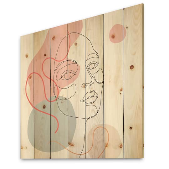 Designart - One Line Drawing of Young Woman In Pastel Tones